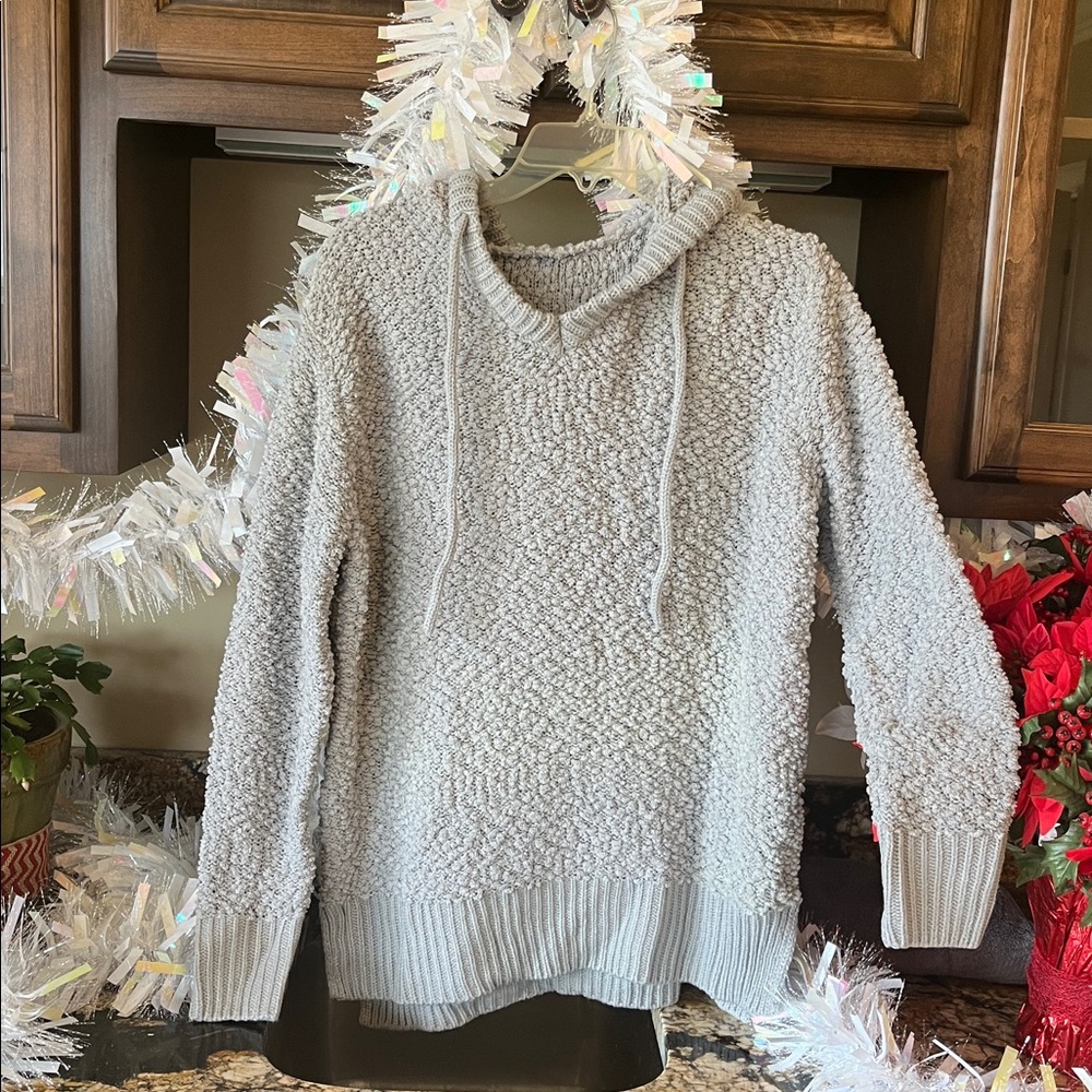 Oversized Chunky Cozy Gray Sweater Roomy Hoodie Womens Medium New